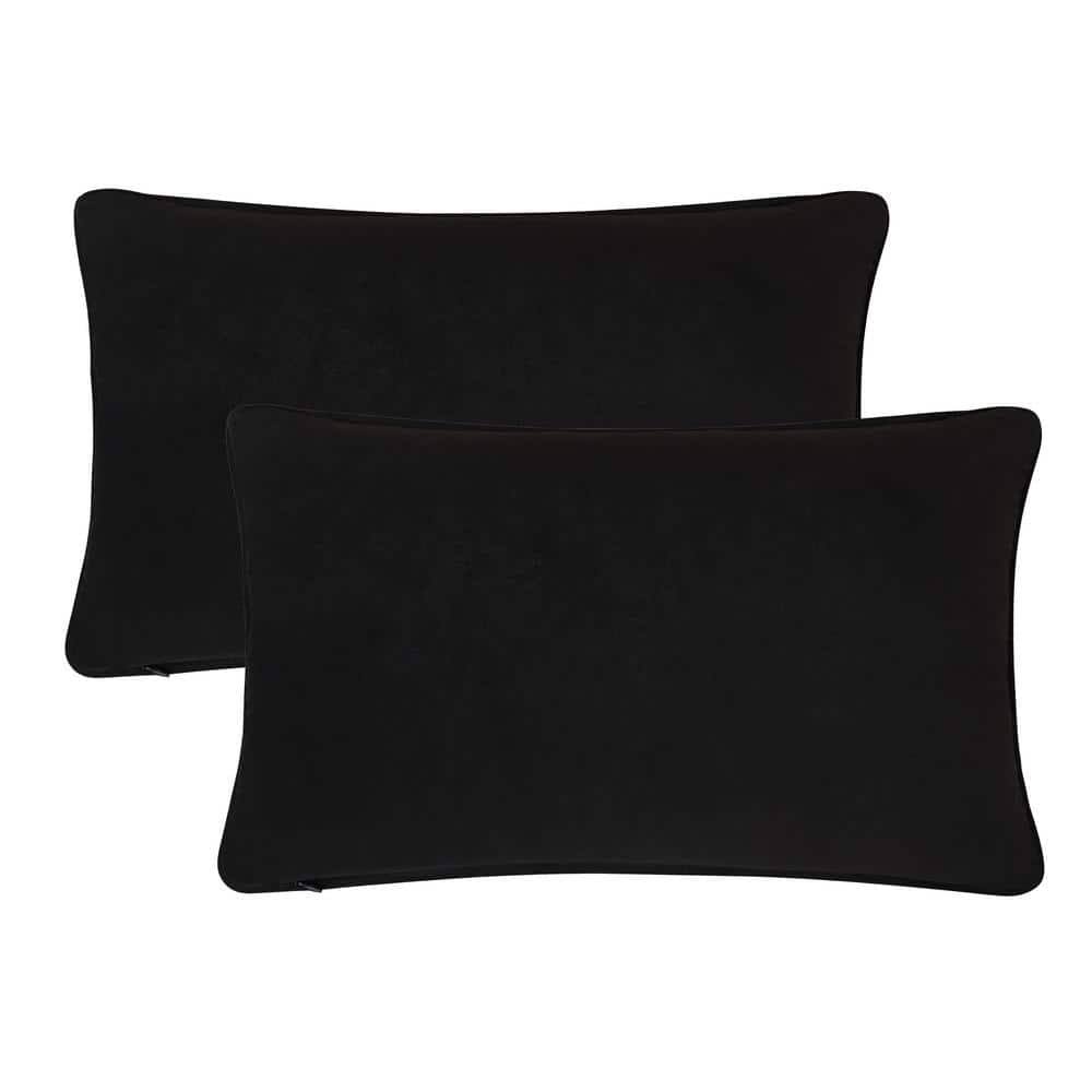 Luxurious Black Velvet Rectangular Pillow Covers Set of 2