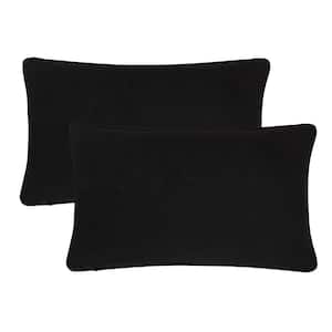 A1HC Black Velvet Decorative Pillow Cover Pack of 2, 12 in. x 20 in. Hidden YKK Zipper, Throw Pillow Covers Only
