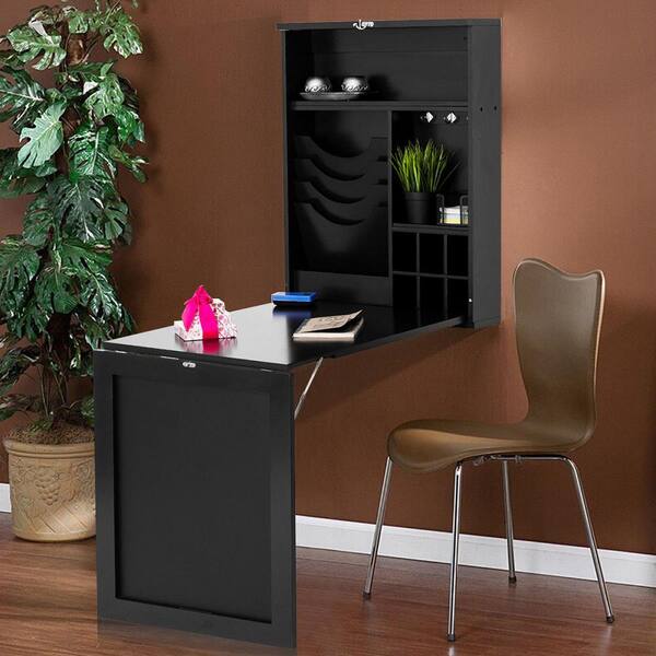 Space Saver Convertible Wall Mounted Desk Black