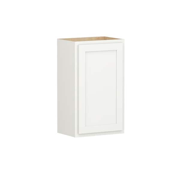 SIMPLY WOODMARK PRO Shaker Partial Overlay 18 in. W x 12 in. D x 30 in. H Plywood Assembled Wall Kitchen Cabinet in Linen White