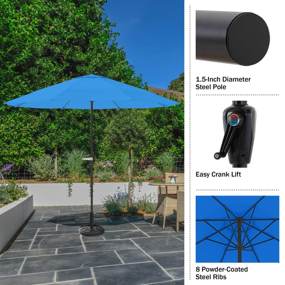 Brilliant Blue 9 ft. Round Aluminum Market Patio Umbrella