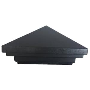 4 in. x 4 in. Black Textured Aluminum Pyramid Top Modular Post Cap for Wood Post