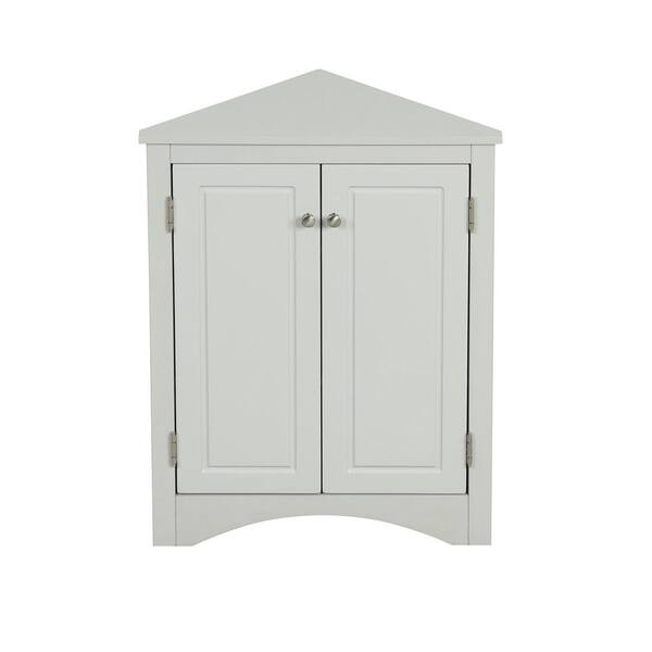 23.6 in. W x 17.2 in. D x 31.5 in. H Gray Linen Cabinet, Triangle Corner Storage Cabinet with Adjustable Shelves