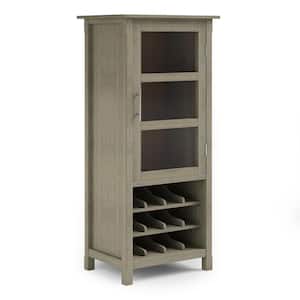 Avalon Distressed Grey High Storage Wine Rack Accent Cabinet