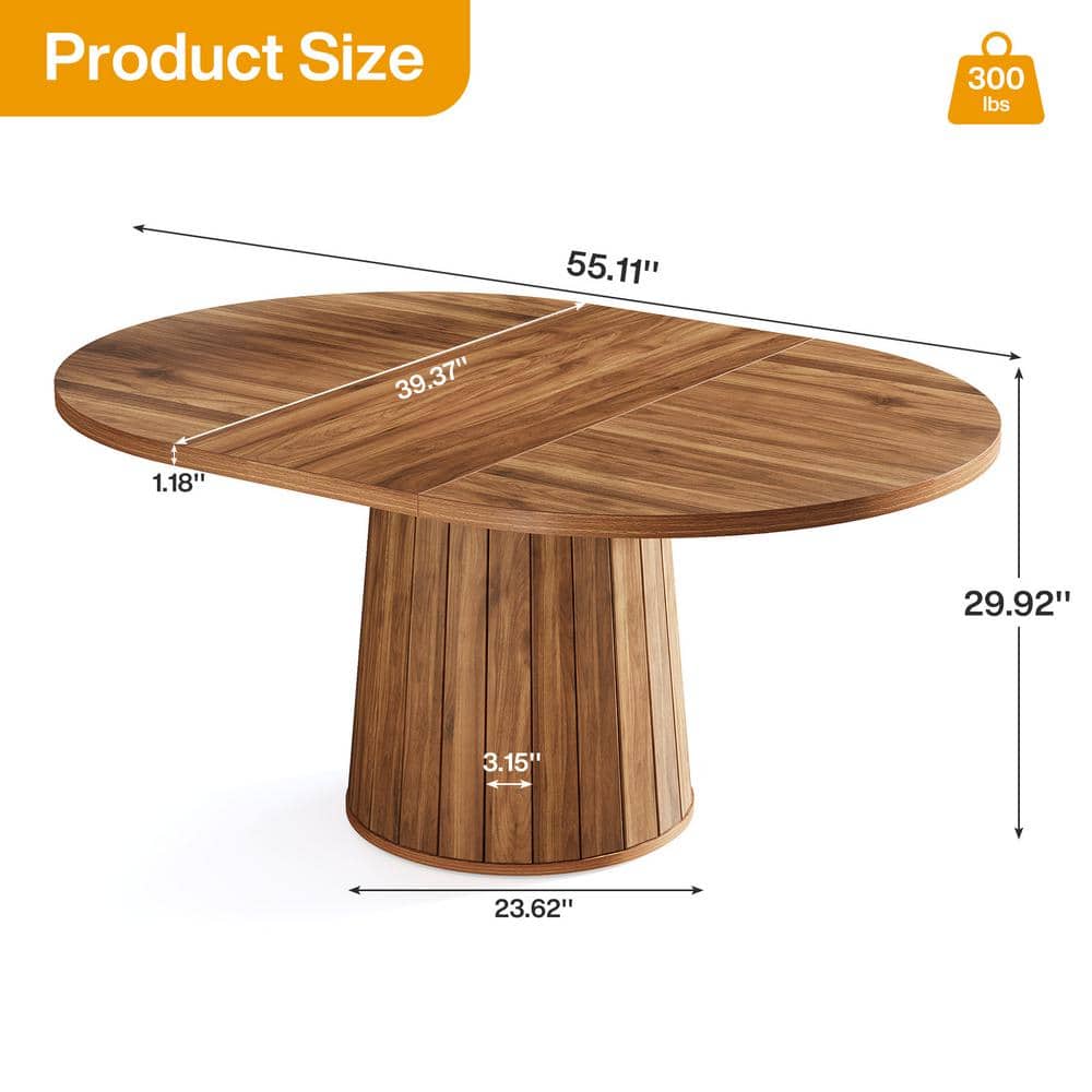 Rustic Brown Reclaimed Wood Oval Dining Table for Six