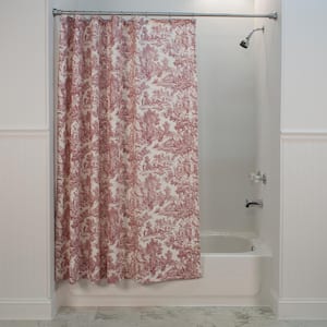 Victoria Park Toile 72 in. L Red Shower Curtain