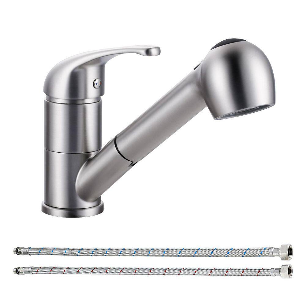 Pull-Out Kitchen Faucet 360° Swivel Dual Spray Modes Brass Ceramic Cartridge Stainless Steel Finish in Brushed Nickel price history on PriceWatchPro