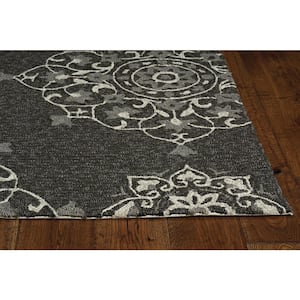 Mira Charcoal 5 ft. x 8 ft. Medallion Bohemian Hand-Made Area Rug