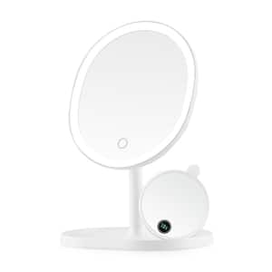 6 in. x 12 in. Surface-Mount Lighted Tabletop/Medicine Cabinet Makeup Mirror with 10x Mini Magnetic Mirror, White