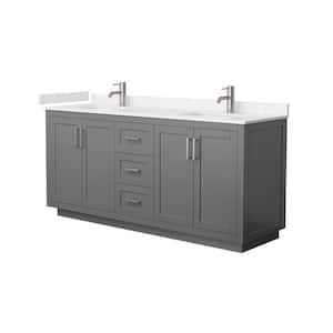 Miranda 72 in. W Double Bath Vanity in Dark Gray with Cultured Marble Vanity Top in Light-Vein Carrara with White Basins