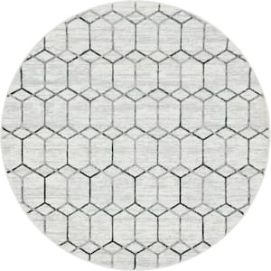Matrix Trellis Tile Ivory 8 ft. x 8 ft. Round Area Rug