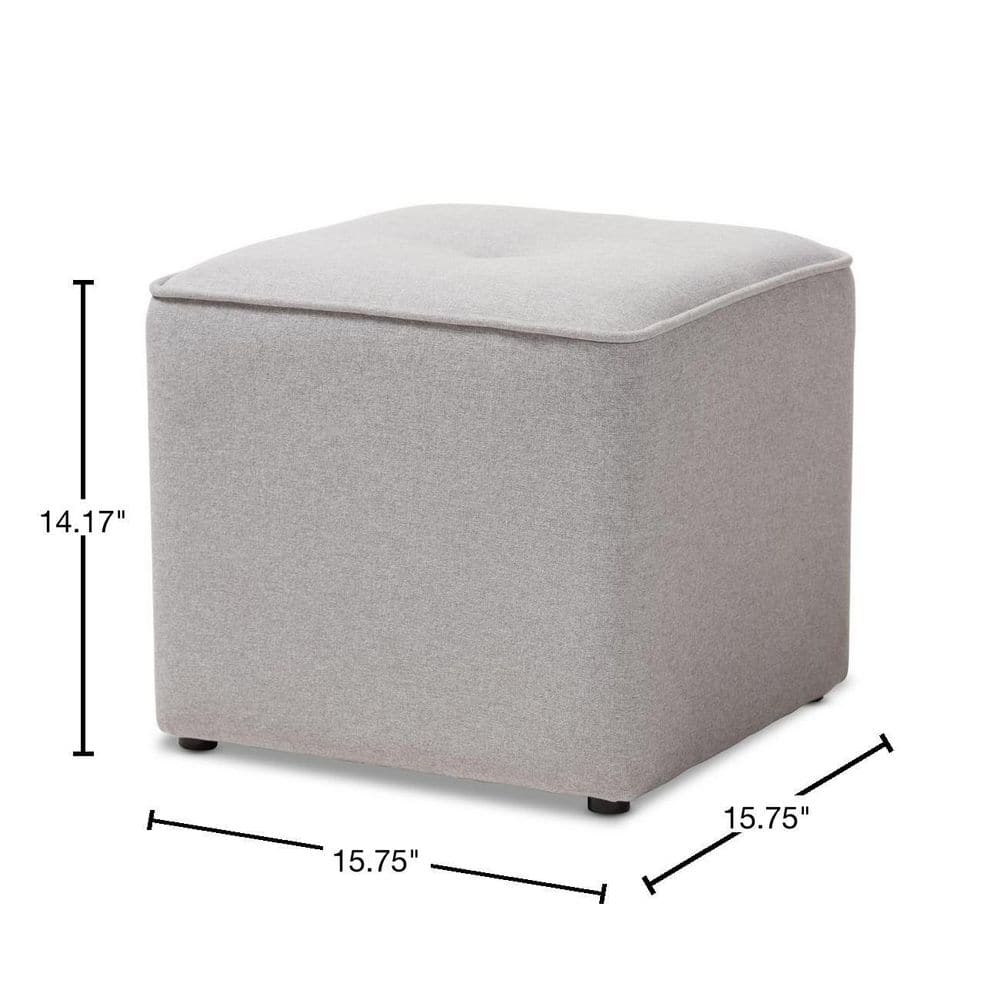 Corinne Light Gray Tufted Fabric Upholstered Ottoman