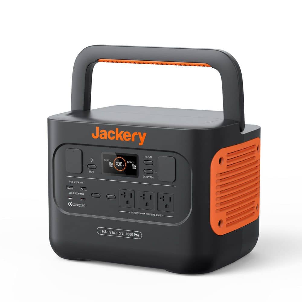 Jackery 1000W/2000W Peak Output, 1002Wh Battery Capacity, Explorer 1000 Pro  Push Button Start Battery Generator for Outdoors E1000PRO - The Home Depot