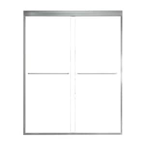 60 in. W. x 72 in. H Sliding Semi-Frameless Shower Door in Brushed Nickel with 5/16 in. (8mm) Clear Glass