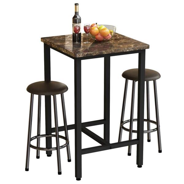 Faux Marble Top Bar Table Set, Bottle Top Bar Table And Stools