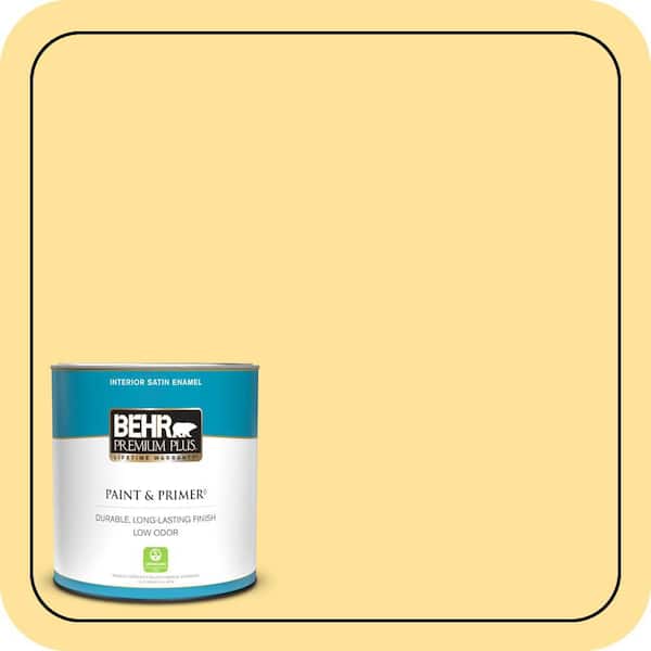 BEHR PREMIUM PLUS 1 qt. #P290-3 Roasted Corn Satin Enamel Low Odor Interior Paint & Primer