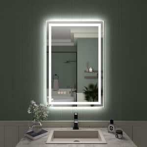 20 in. W x 30 in. H Rectangular Frameless LED Light Anti-Fog Wall Bathroom Vanity Mirror in Polished Crystal