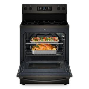 30 in. 5 Element Freestanding Electric Range in Black Stainless with Air Cooking Technology