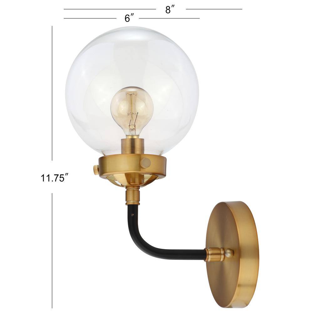 Caleb 1-Light Black and Brass Globe Wall Sconce