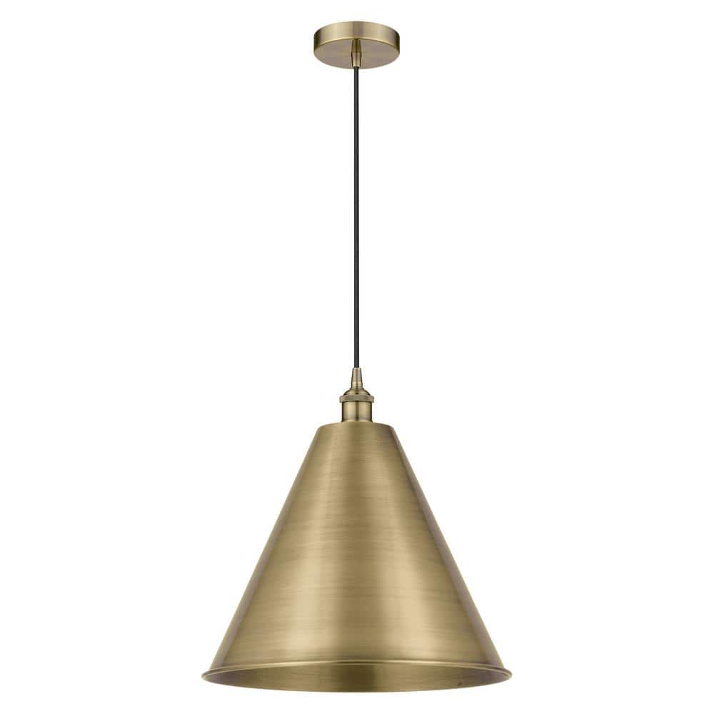 Edison Cone 100-Watt 1-Light Antique Brass Standard Mini Pendant Light with Metal Shade price history on PriceWatchPro