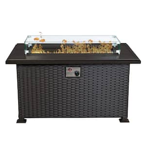 Brown 43 in. x 28 in. x 24 in. H Rectangle Aluminum Outdoor Fire Pit Table