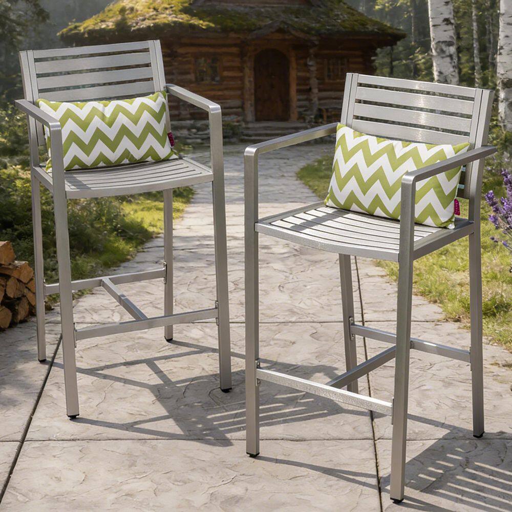 Silver Rust-Proof Aluminum Frame Outdoor Bar Stool (2-Pack) price history on PriceWatchPro