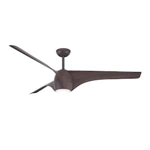 Airwave 65 in. Indoor Dark Maple Standard Ceiling Fan with Warm White Integrated LED with Remote Included