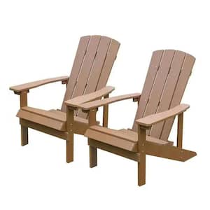 Patio Hips Plastic Adirondack Chair Lounger, Weather Resistant, for Lawn Balcony Deck in Brown (2-Pack)