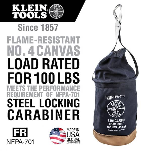 Canvas Bucket, Flame-Resistant, Top Closing, 12-Inch