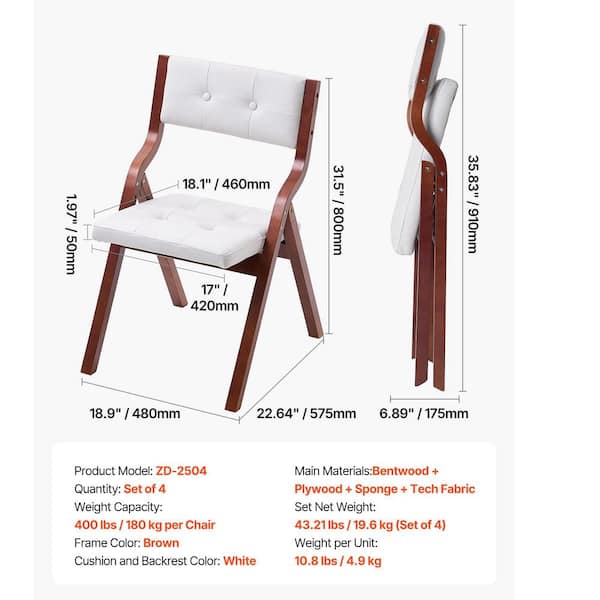 SKYSHALO 4 Set of Portable Foldable Wooden Folding Chairs