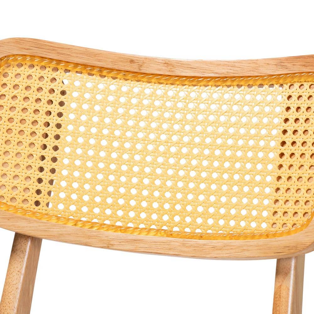 Mid-Century Modern Oak and Rattan 5-Piece Dining Set