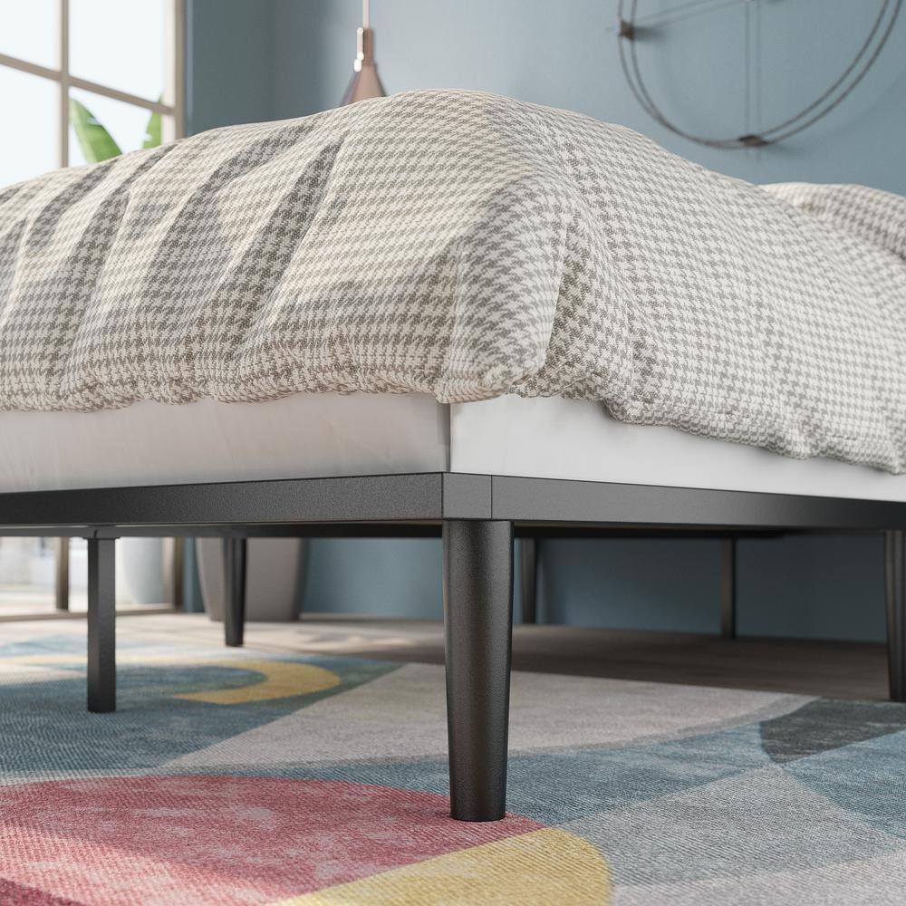 Parker Twin Platform Metal Bed Frame with Tapered Legs - Charcoal