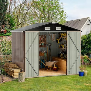 6.4 ft. W x 3.6 ft. D Gray Metal Storage Shed with Lockable Door and Vents for Tool, Garden, Bike (22.7 sq. ft.)