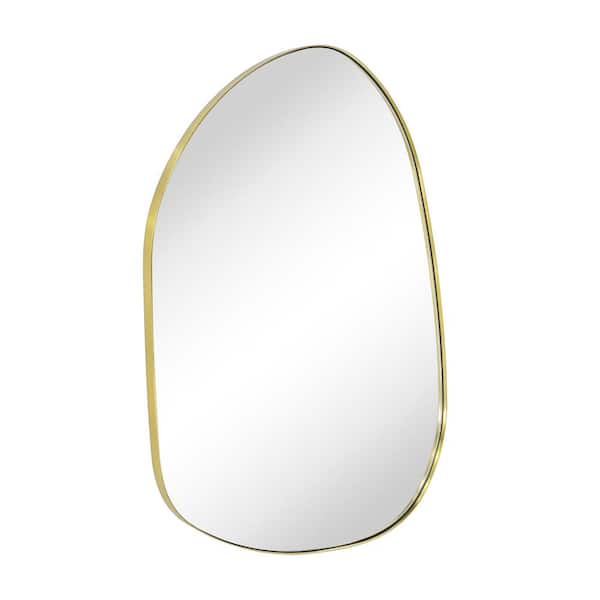 TEHOME Bertlinde 36 in. W x 26 in. H Novelty/Specialty Irregular Metal Framed Wall Mount Bathroom Vanity Mirror in Gold