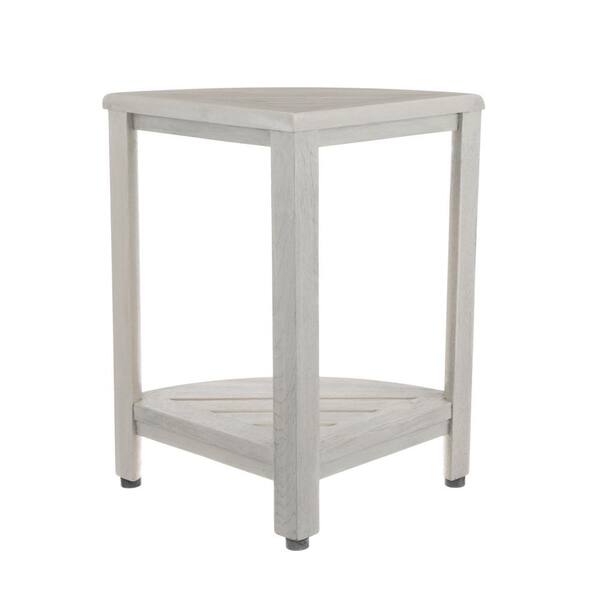 Oasis 2 Tier Teak Corner Shower Stool In Driftwood Ed1122 The Home Depot