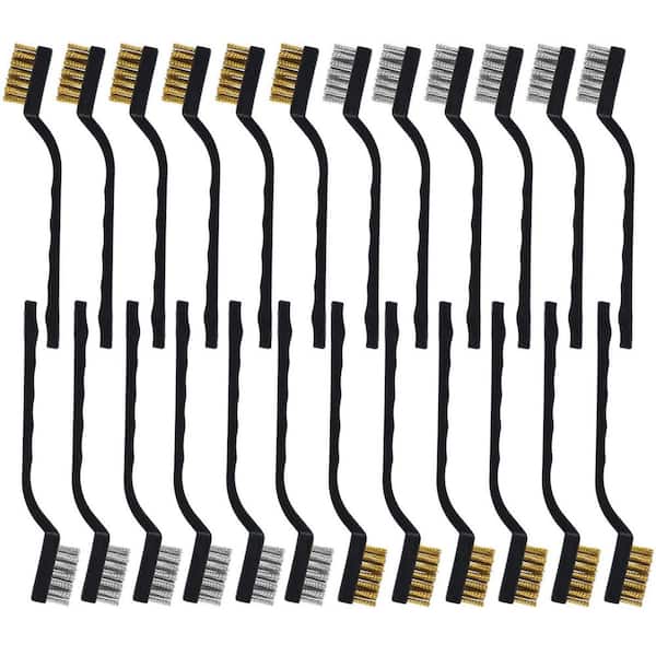 KIWDZFU 24-Piece Wire Brush Set Stainless Steel Brass Curved Handle for Cleaning Welding Slag Rust Masonry