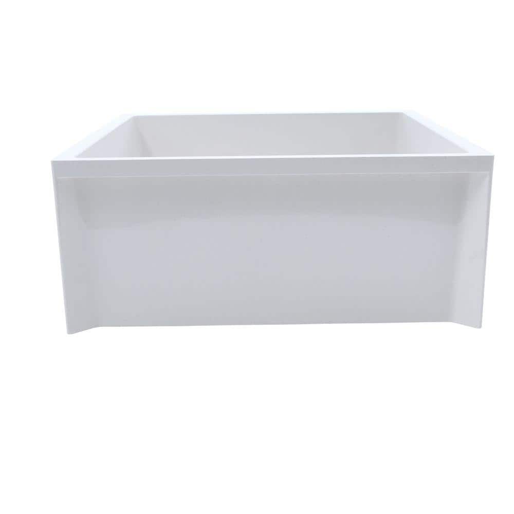 White 24" x 24" Durastone Mop Sink with Stainless Steel Strainer