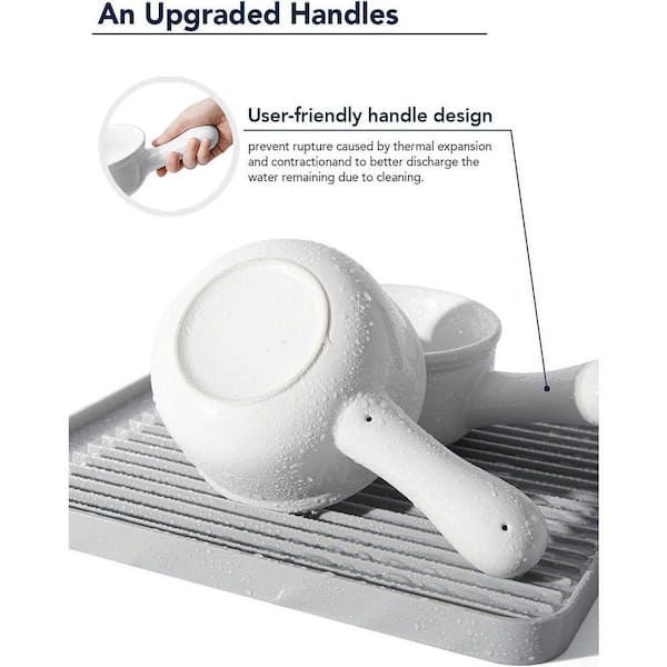 JFVKAF 4 Piece White Ceramic Soup Bowls with Handle Set Oven