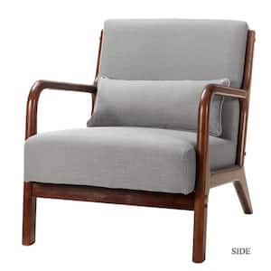 Andrew Mid-Century Grey Fabric Arm Chair with Splayed Legs and Removable Backrest