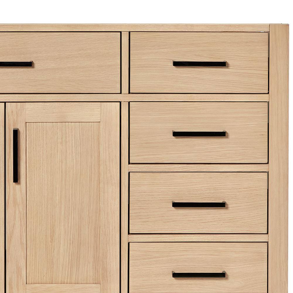 Natural Oak 42" Freestanding Single Bathroom Vanity Base with Black Hardware