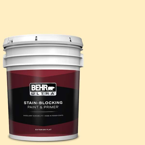 BEHR ULTRA 5 gal. #350A-3 Pale Sunshine Flat Exterior Paint & Primer