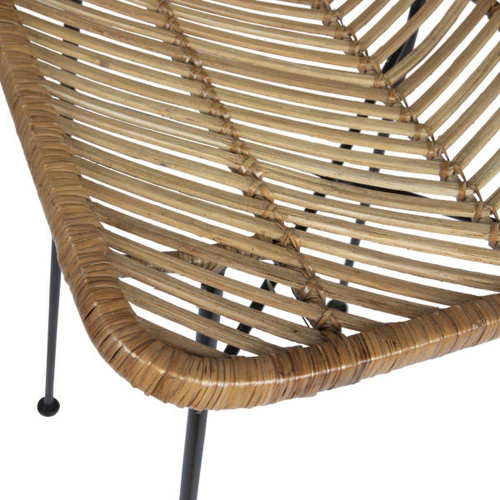 Coastal Rattan 28" Bar Stool with Black Metal Frame