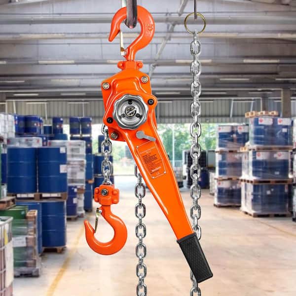 Manual Lever Chain Hoist, 1-1/2 Ton 3300 lbs. Capacity 10 FT. Come Along, G80 Galvanized Carbon Steel with Weston Brake