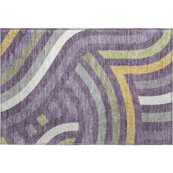 Mayfield Premium Machine Washable Abstract AMF2467 Plum 2 ft. x 3 ft. Accent Rug