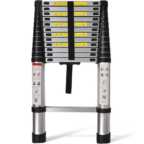 14.5 ft. Aluminum Telescoping Ladder, Lightweight Collapsible Step Ladder for RV Roof Attic Home, 330 LB Capacity