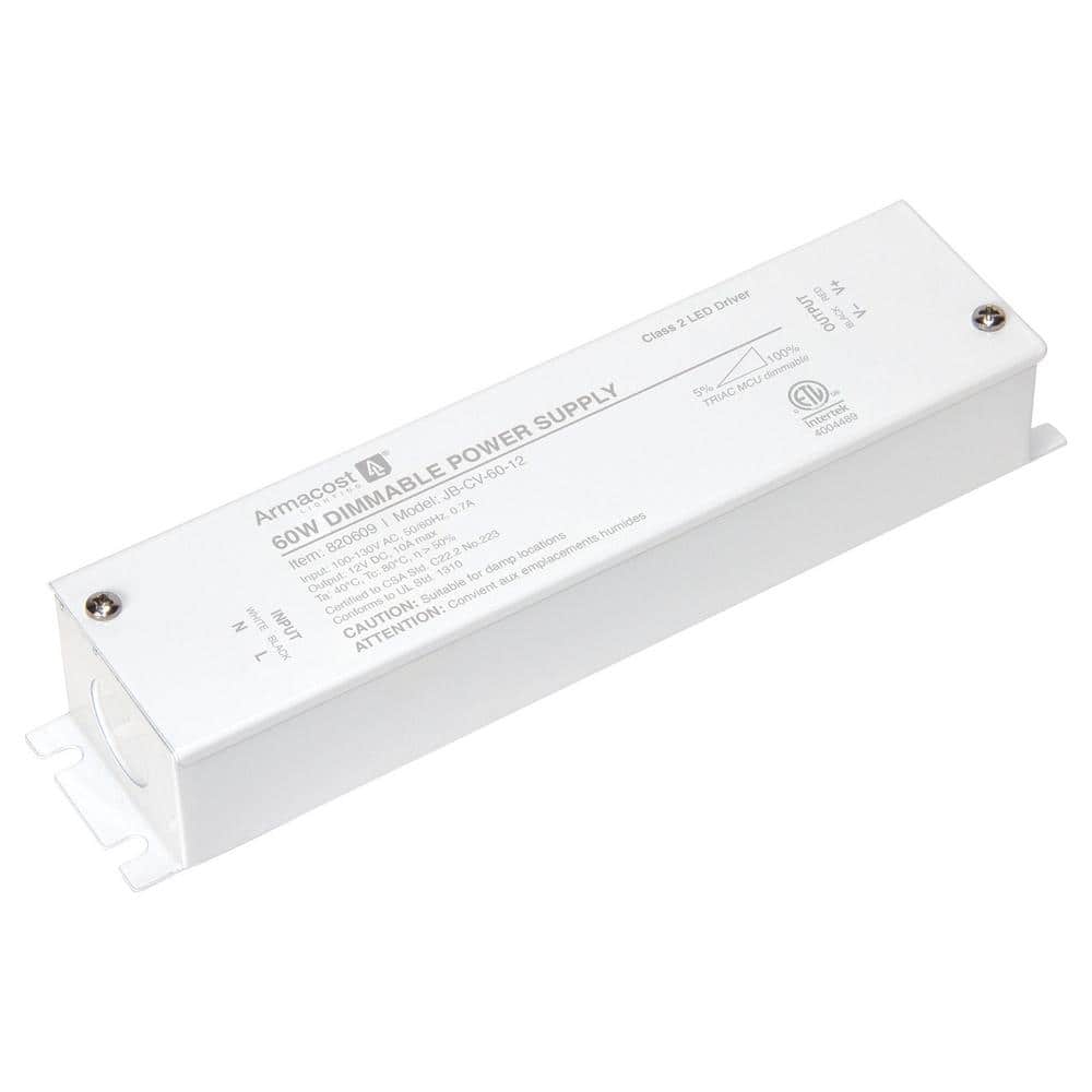 60W White Metal Dimmable LED Power Supply with Enclosure