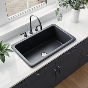 Rectangular Fireclay 32 in. L x 19 in. W Single Bowl Undermount Kitchen Sink with Basket Strainer and Sink Grid