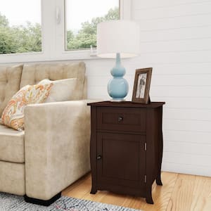 Dark Brown Traditional Style End Table with Drawer
