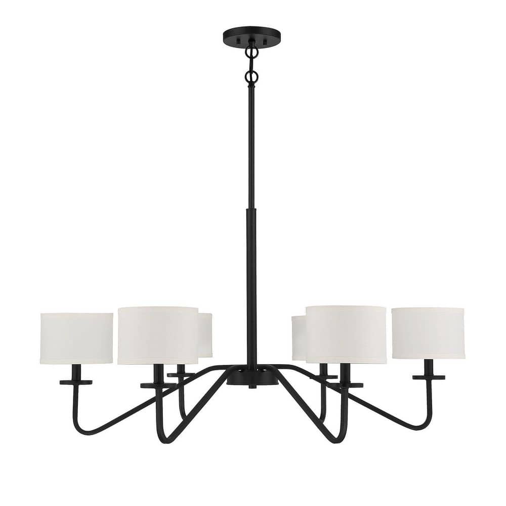 Matte Black 6-Light Candelabra Chandelier with Easy Installation