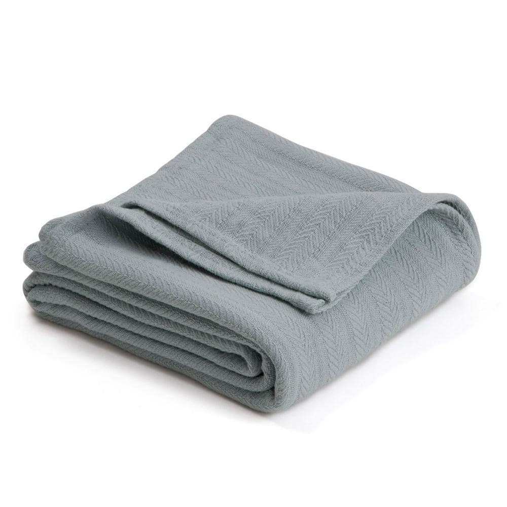 Vellux Woven Gray Mist Cotton Twin Blanket 026705447780